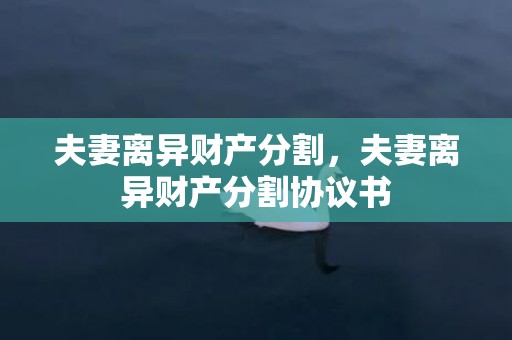 夫妻离异财产分割，夫妻离异财产分割协议书