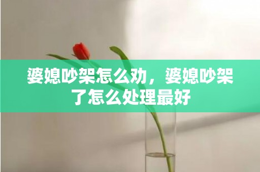 婆媳吵架怎么劝，婆媳吵架了怎么处理最好