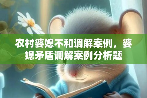 农村婆媳不和调解案例，婆媳矛盾调解案例分析题