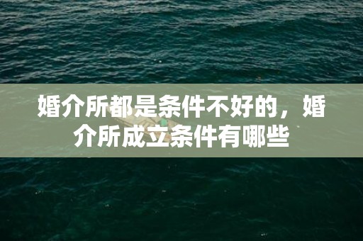 婚介所都是条件不好的，婚介所成立条件有哪些