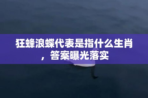 狂蜂浪蝶代表是指什么生肖，答案曝光落实