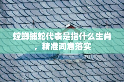 螳螂捕蛇代表是指什么生肖，精准词意落实