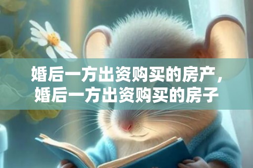 婚后一方出资购买的房产，婚后一方出资购买的房子