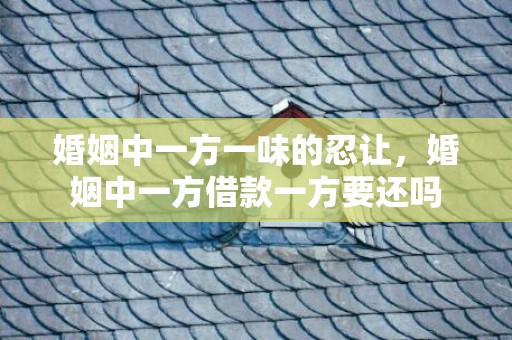 婚姻中一方一味的忍让，婚姻中一方借款一方要还吗
