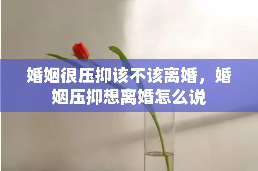 婚姻很压抑该不该离婚，婚姻压抑想离婚怎么说