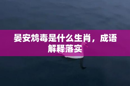 晏安鸩毒是什么生肖，成语解释落实