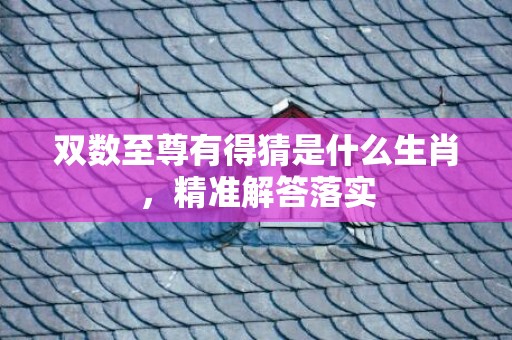 双数至尊有得猜是什么生肖，精准解答落实