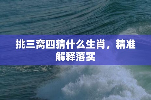 挑三窝四猜什么生肖，精准解释落实