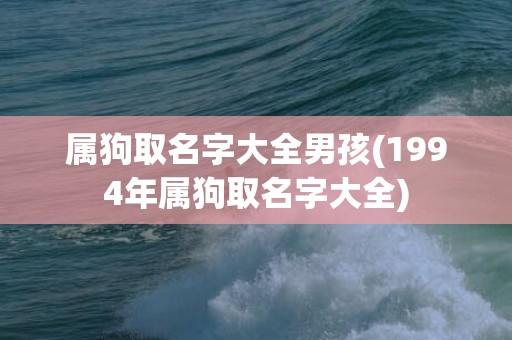 属狗取名字大全男孩(1994年属狗取名字大全)