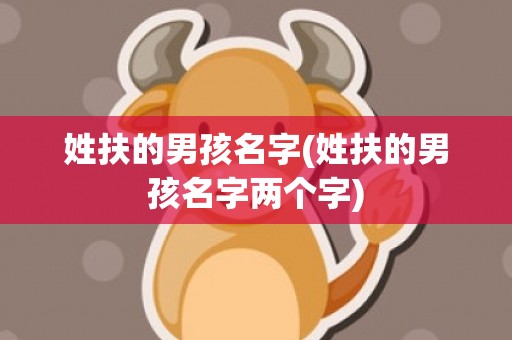 姓扶的男孩名字(姓扶的男孩名字两个字)