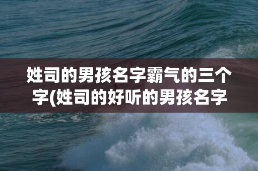 姓司的男孩名字霸气的三个字(姓司的好听的男孩名字)