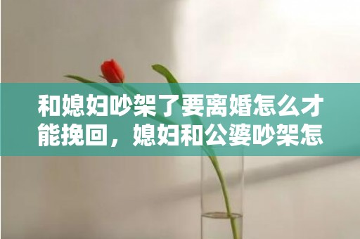 和媳妇吵架了要离婚怎么才能挽回，媳妇和公婆吵架怎么办