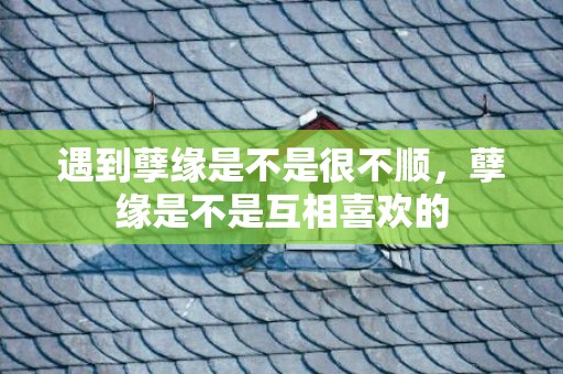 遇到孽缘是不是很不顺，孽缘是不是互相喜欢的