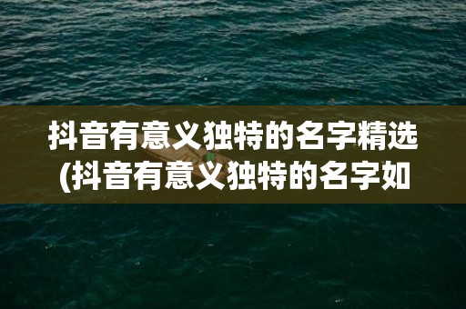 抖音有意义独特的名字精选(抖音有意义独特的名字如今)