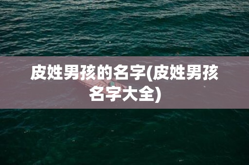 皮姓男孩的名字(皮姓男孩名字大全)