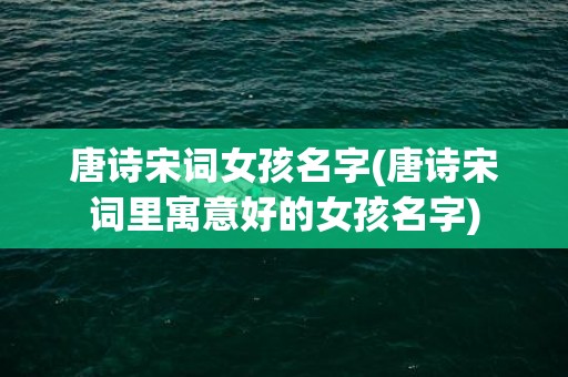 唐诗宋词女孩名字(唐诗宋词里寓意好的女孩名字)