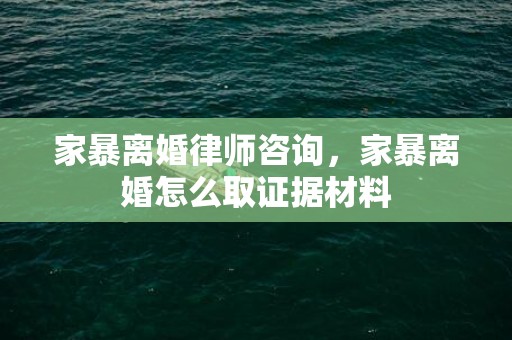 家暴离婚律师咨询，家暴离婚怎么取证据材料