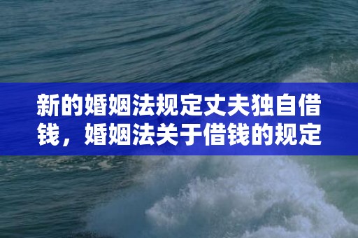 新的婚姻法规定丈夫独自借钱，婚姻法关于借钱的规定最新