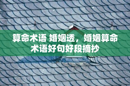 算命术语 婚姻透，婚姻算命术语好句好段摘抄