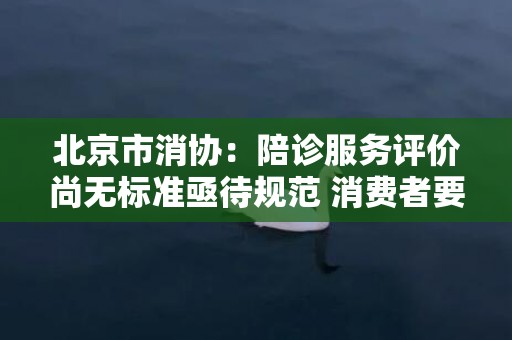 北京市消协：陪诊服务评价尚无标准亟待规范 消费者要理性选择服务