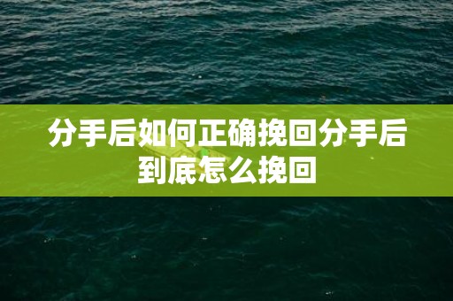 分手后如何正确挽回分手后到底怎么挽回