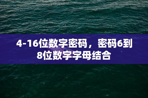 4-16位数字密码，密码6到8位数字字母结合