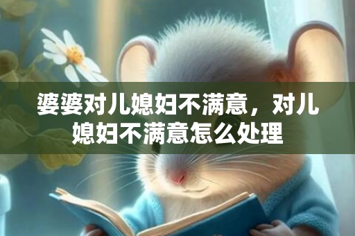 婆婆对儿媳妇不满意，对儿媳妇不满意怎么处理