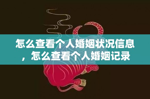 怎么查看个人婚姻状况信息，怎么查看个人婚姻记录