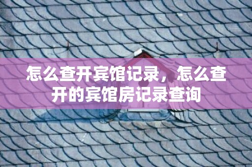 怎么查开宾馆记录，怎么查开的宾馆房记录查询