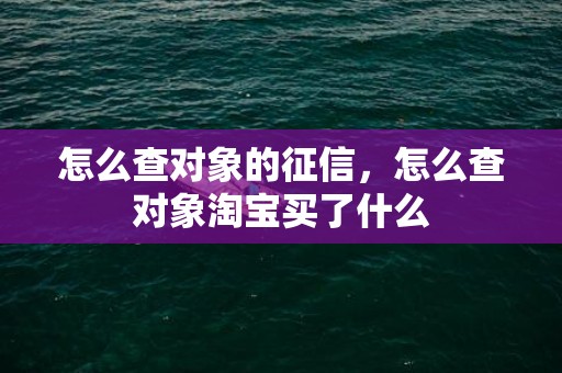 怎么查对象的征信，怎么查对象淘宝买了什么