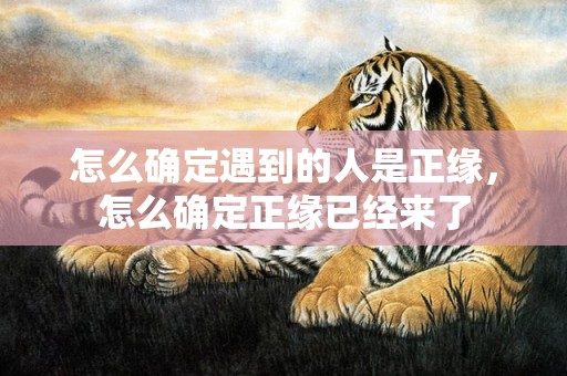 怎么确定遇到的人是正缘，怎么确定正缘已经来了