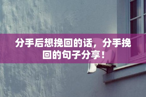 分手后想挽回的话，分手挽回的句子分享！