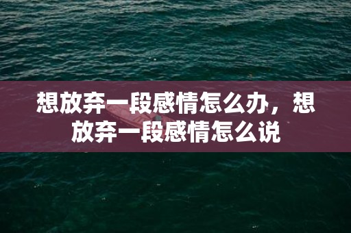 想放弃一段感情怎么办，想放弃一段感情怎么说
