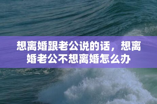 想离婚跟老公说的话，想离婚老公不想离婚怎么办