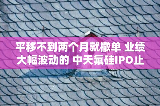 平移不到两个月就撤单 业绩大幅波动的 中天氟硅IPO止步