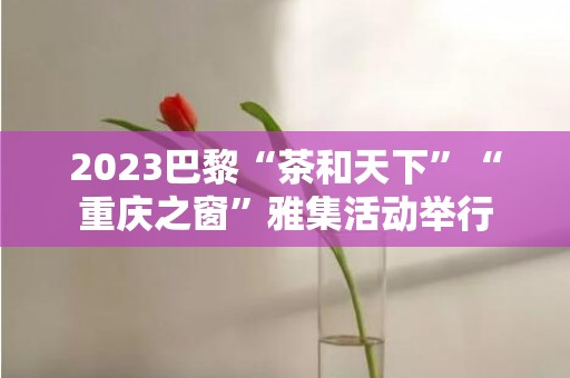 2023巴黎“茶和天下”“重庆之窗”雅集活动举行