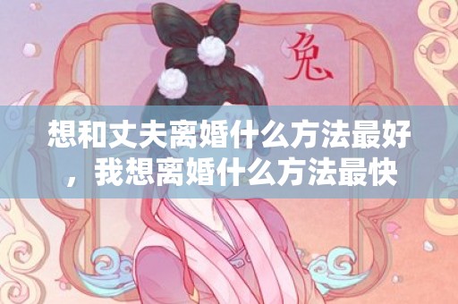 想和丈夫离婚什么方法最好，我想离婚什么方法最快