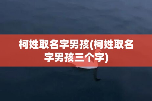 柯姓取名字男孩(柯姓取名字男孩三个字)