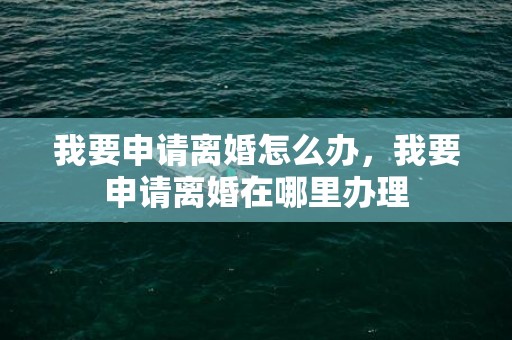 我要申请离婚怎么办，我要申请离婚在哪里办理