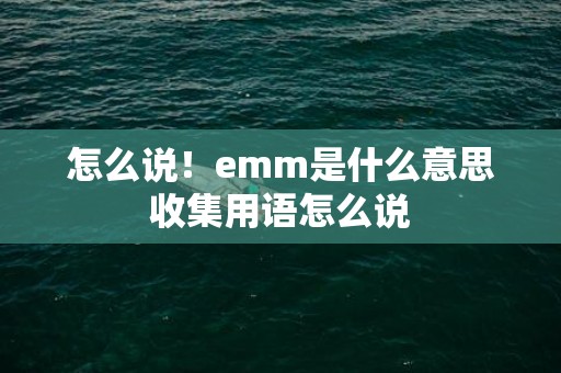 怎么说！emm是什么意思收集用语怎么说