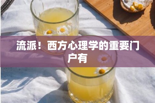 流派！西方心理学的重要门户有
