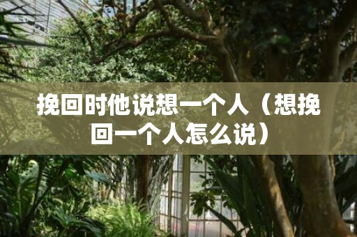 挽回时他说想一个人（想挽回一个人怎么说）