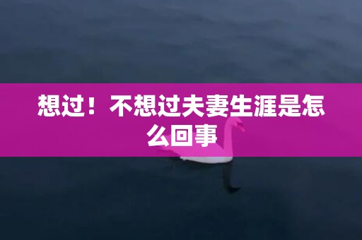 想过！不想过夫妻生涯是怎么回事