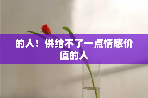的人！供给不了一点情感价值的人