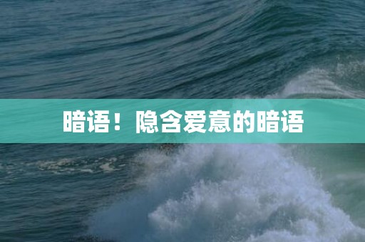 暗语！隐含爱意的暗语