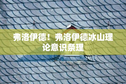 弗洛伊德！弗洛伊德冰山理论意识条理
