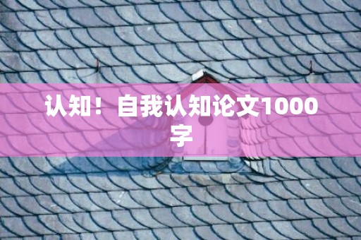 认知！自我认知论文1000字
