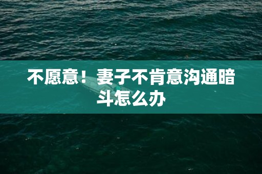不愿意！妻子不肯意沟通暗斗怎么办