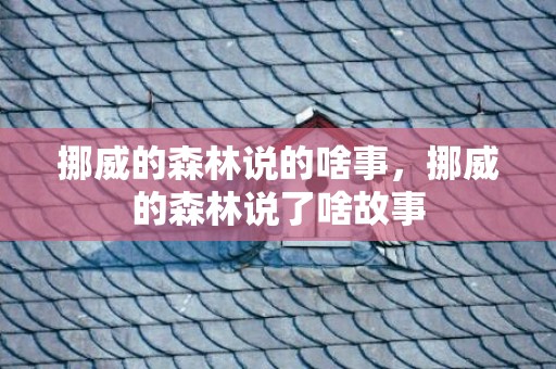 挪威的森林说的啥事，挪威的森林说了啥故事