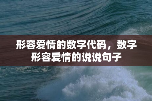 形容爱情的数字代码，数字形容爱情的说说句子